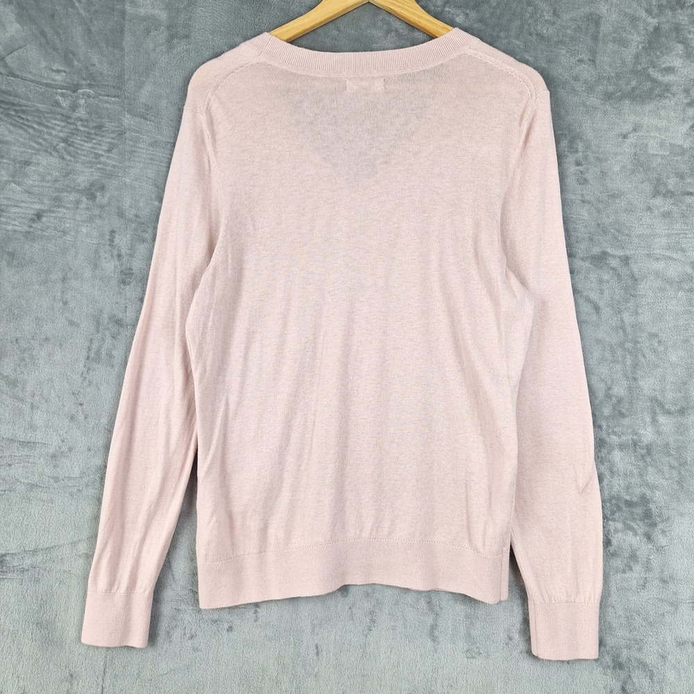 Quince Sweater Large Pink Organic Cotton Cashmere Blend Preppy Quiet Luxury - Picture 6 of 7